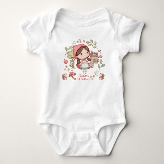 Söt och fantasifull lilla Rödluvan födelsedag T Shirt (Framsida)
