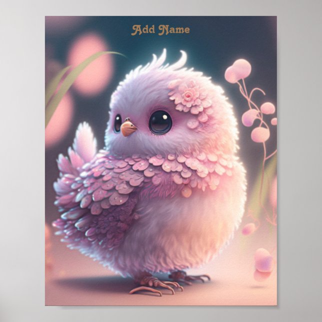 Söt och fantasifull rosa bebis-uggla-rummet utskri poster (Framsidan)