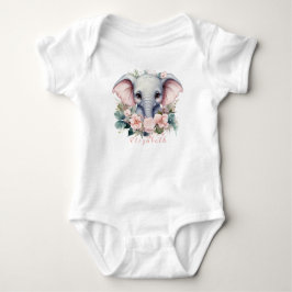 Söt och färgglad blommande baby elefant t shirt