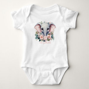Söt och färgglad blommande baby elefant t shirt