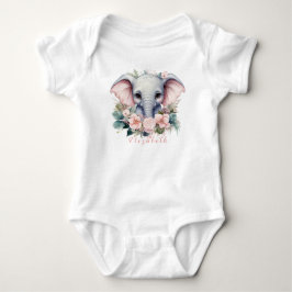 Söt och färgglad blomstergos elefant t shirt