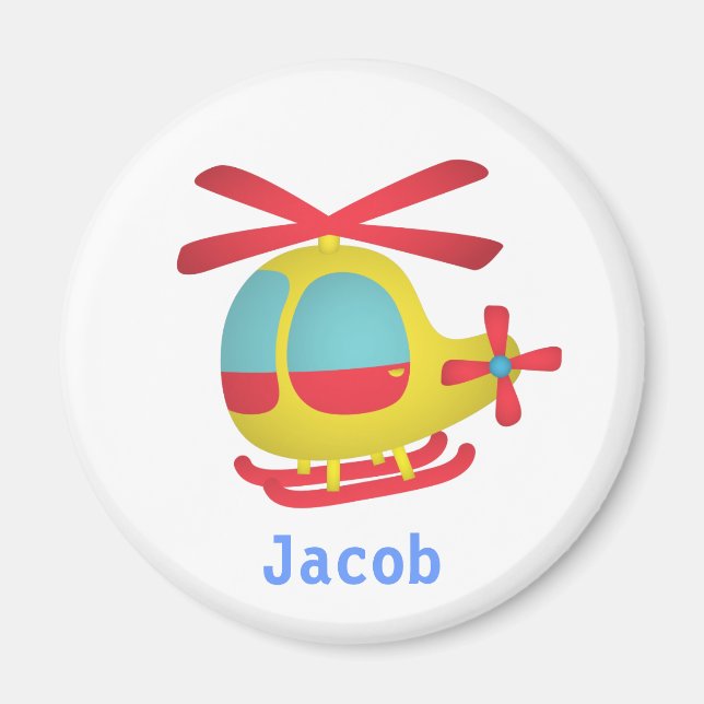 Söt och färgglad helikopter för barn magnet (Framsidan)