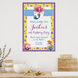 Söt och färgglad magisk sjöjungfru poster