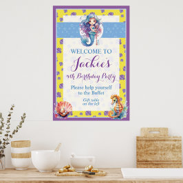 Söt och färgglad magisk sjöjungfru poster