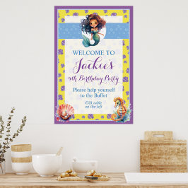 Söt och färgglad magisk sjöjungfru poster