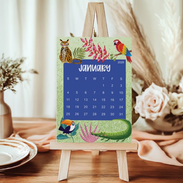 Söt och färgrik 2026 kalender sida - Januari Tack Kort (Skapare uppladdad)