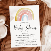 Söt och färgrik akvarell regnbåge baby shower