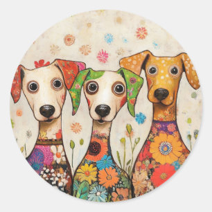 Söt och färgrik hunddesign runt klistermärke