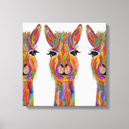Söt och färgrik lama-duk - 20" x 20" canvastryck
