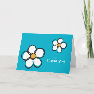 Söt och flickig doodle-blomma Aqua bakgrund A11A Tack Kort