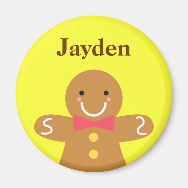 Söt och glad pepparkaksgubbe för jul magnet (Framsidan)