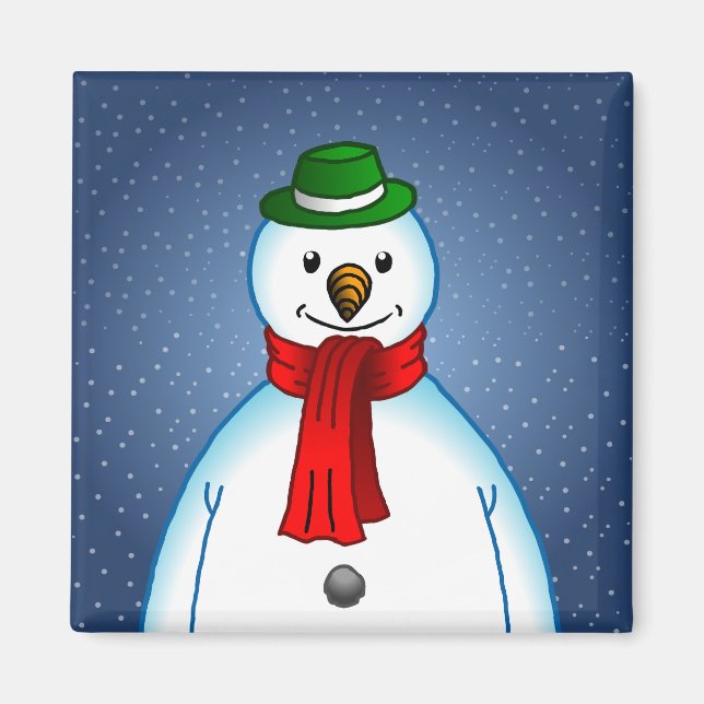 Söt och glad snöman magnet (Framsidan)