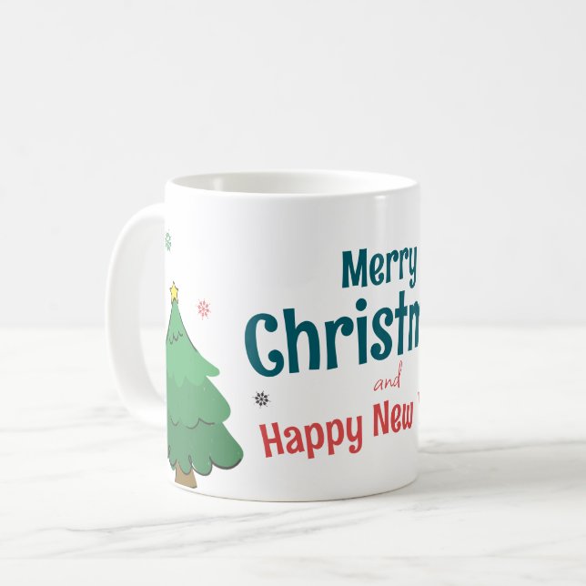 Söt och glädjeritad liten julgran god jul  kaffemugg (Framsida vänster)