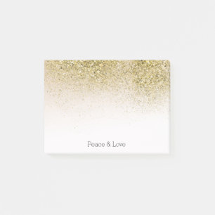 Söt och glittery Guld Peace Kärlek Post-it Block