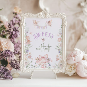 Söt och gods älva födelsedag Lilafyrd Blomma Poster