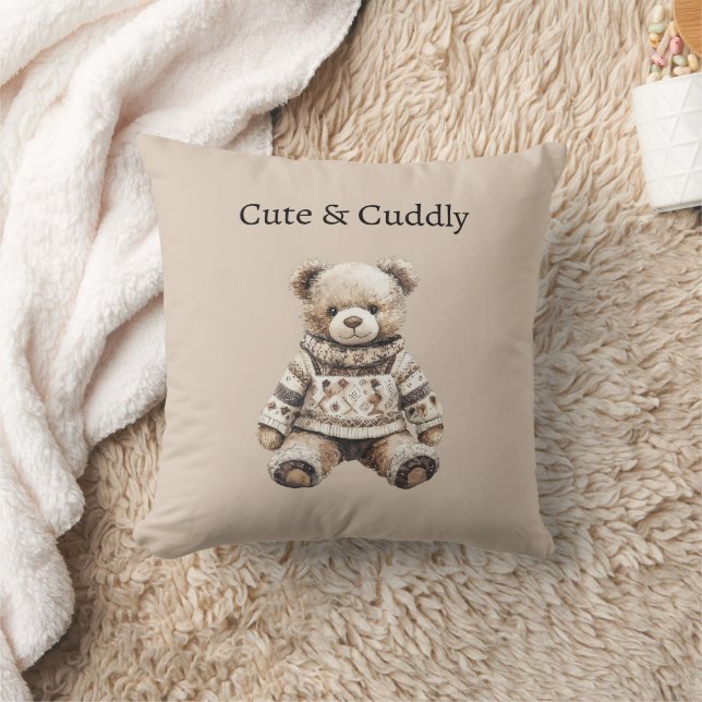 Söt och gosig teddybjörn kudde (Filt)