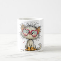 Söt och gullig kattunge på kaffemugg