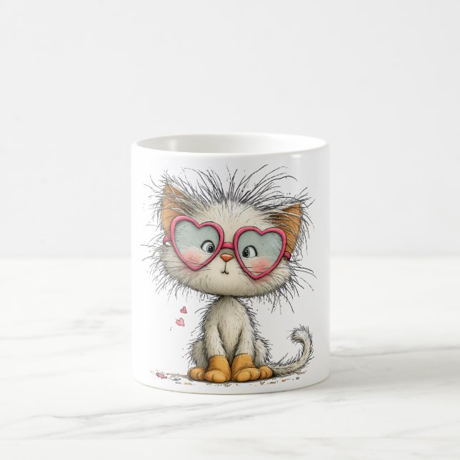 Söt och gullig kattunge på kaffemugg (Center)