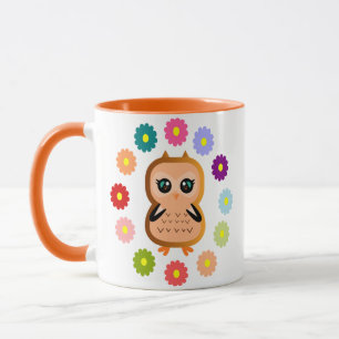 söt och kawaii uggla Vilda djur Färgrik tutande Mugg