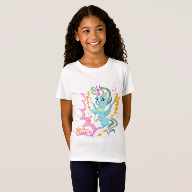 Söt och kraftfull enhörning t shirt (Hel framsida)