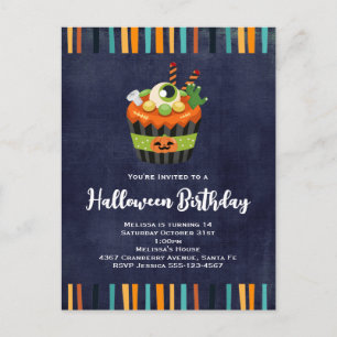 Söt och kuslig Halloween Cupcake-fest inbjudan Vykort