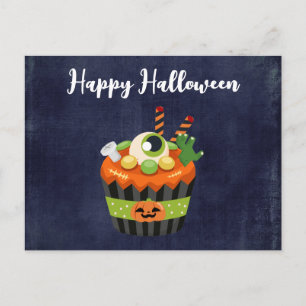 Söt och kuslig Halloween-cupcake med ett stort ögo Vykort
