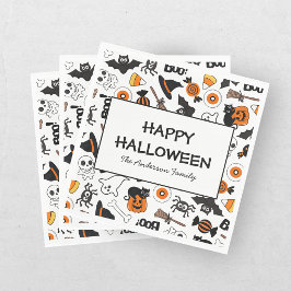 Söt och kuslig Halloween svart och orange Pappersservett