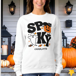 Söt och kuslig Halloween svart och orange T Shirt