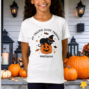 Söt och kuslig Halloween svart och orange T Shirt