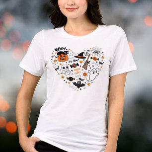 Söt och kuslig Halloween svart och orange T Shirt