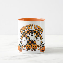 Söt och kuslig orange Halloween-kaffekopp Mugg