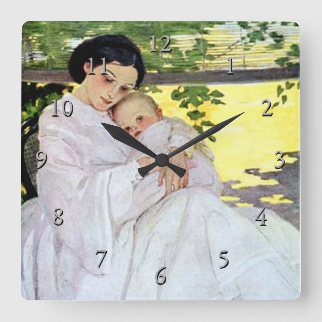 "Söt och låg" Fyrkantig Klocka (Framsida)