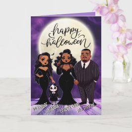 Söt och läskig etniskt familje Halloween Kort