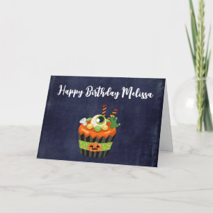 Söt och läskig Halloween Cupcake med ett stort ögo Kort