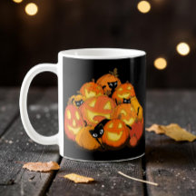 Söt och läskig svart katt Halloween-pumpafält