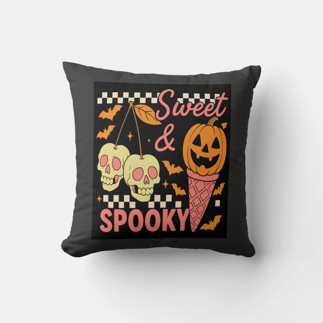 Söt och läskigt söt Halloween Kudde (Framsida)