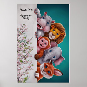 Söt och ljust vild djur, vattenfärg #6 poster