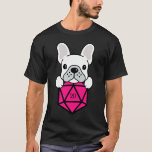 Söt och nördig hund Rosa polyhedral D20 Tärningsse T Shirt