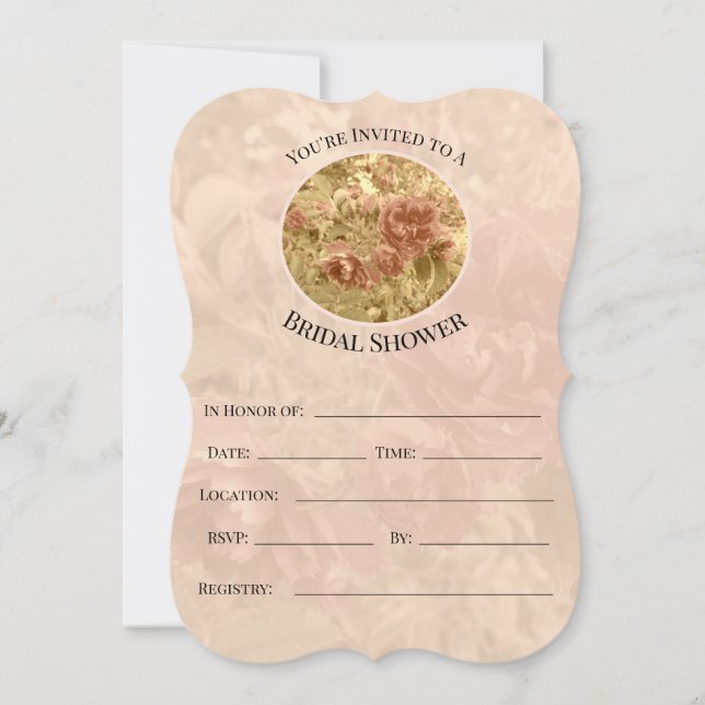 Söt och Peachy Blommigt Inbjudningskort för möhipp (Framsida)