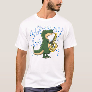 Söt och rolig dinosaurie T-Rex saxofonmusik T Shirt