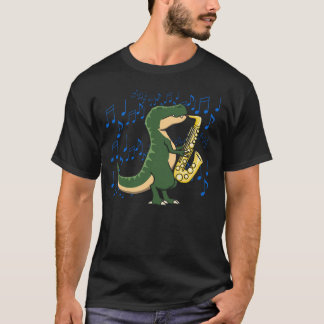 Söt och rolig dinosaurie T-Rex saxofonmusik T Shirt