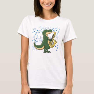 Söt och rolig dinosaurie T-Rex saxofonmusik T Shirt