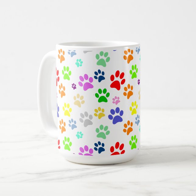 Söt och rolig färgrik husdjursklövar mönster kaffemugg (Framsida vänster)
