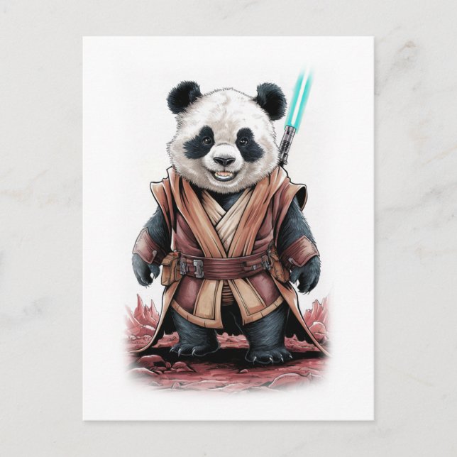 Söt och rolig pandadesign på vit helg vykort (Framsida)