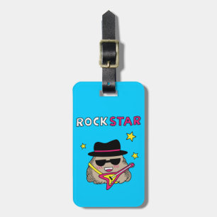 Söt och rolig rockstjärna med rosa gitarr bagagebricka