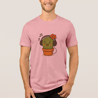 Söt och rolig sångande kaktus med hörlurar t shirt