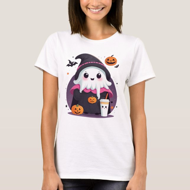 Söt och roligt spökhalloween choklad t shirt (Framsida)