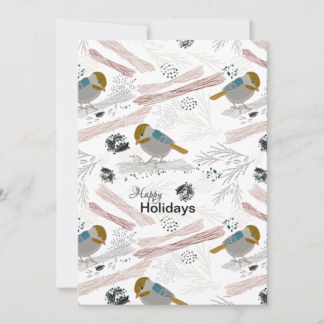 Söt och rutt Chickadee Mönster design Julkort (Framsida)