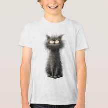 Söt och sällsam fluffig svart kattgrafikt-shirt