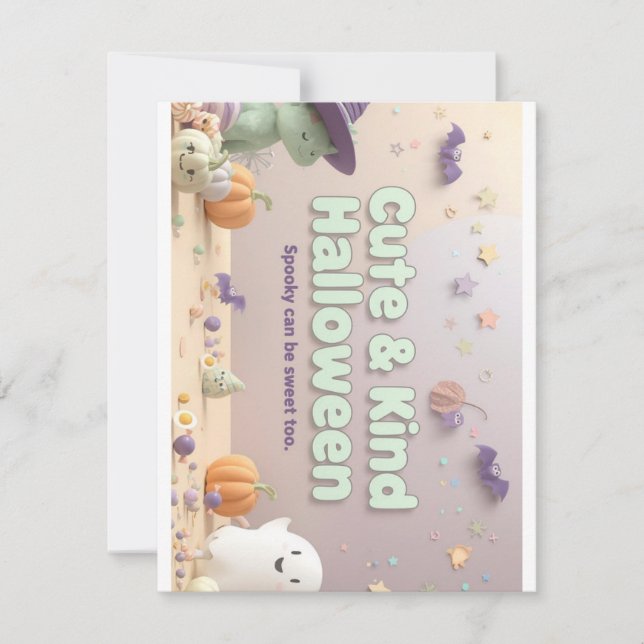 🧡 ✨ “Söt och snäll Halloween” Kollektion Julkort (Framsida)